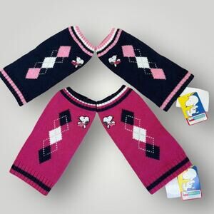 Peanuts Wool Blend Knitted Socks Calf Leg Warmers 2 Pairs Set One Size Pink Navy